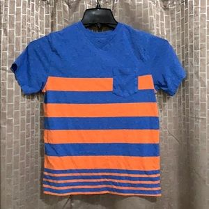 Boys wonder nation blue orange striped V-neck T
